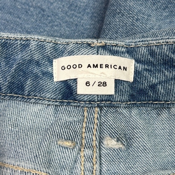 Good American Raw Hem Ripped Knees Indigo129 Jeans Size 6 NWT - Picture 13 of 15